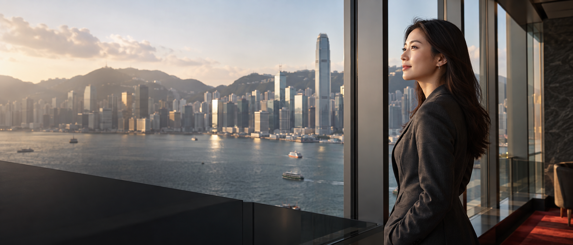 Professional looking across the Hong Kong waterfront