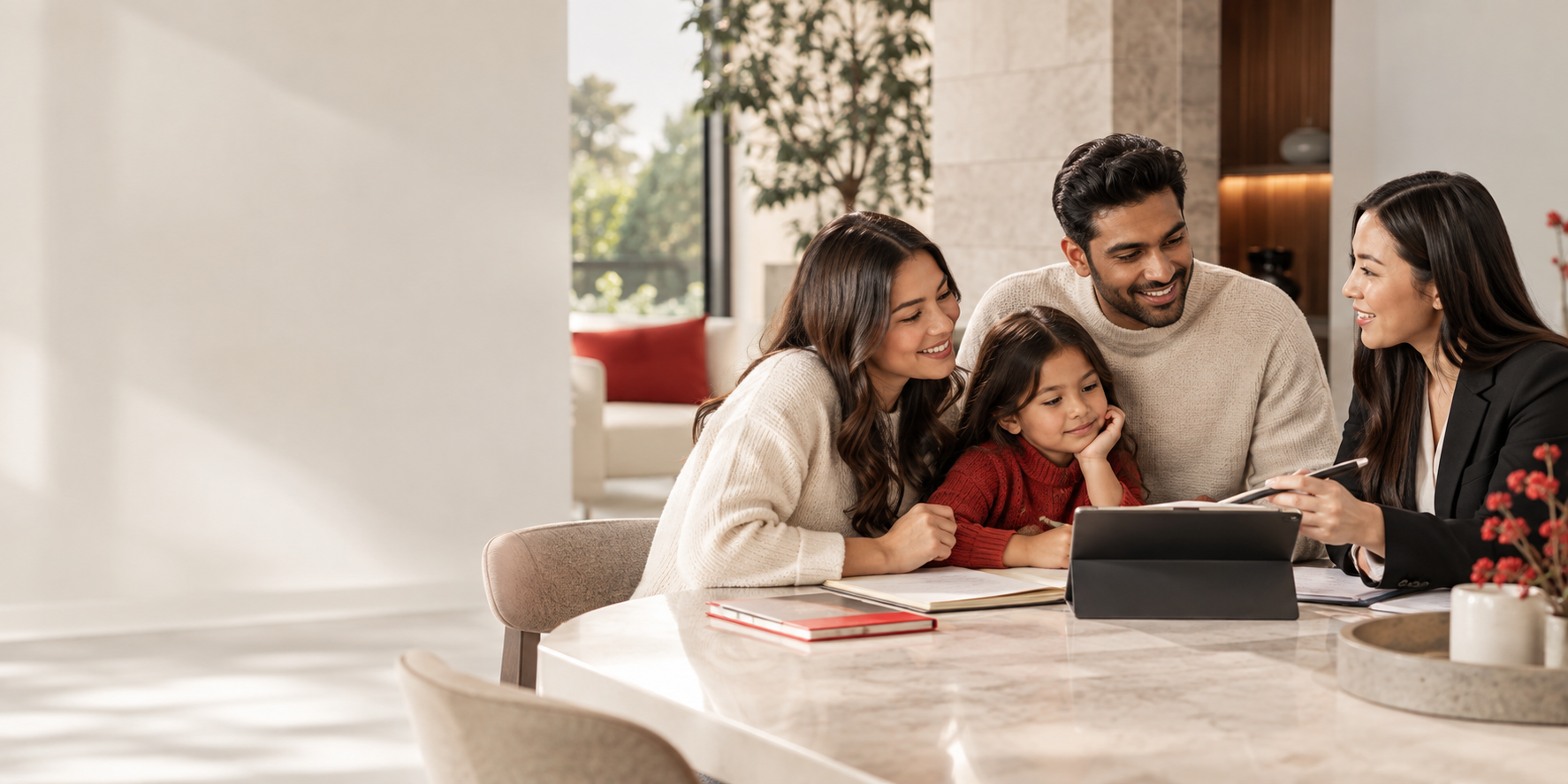 Family discussing plans with an adviser
